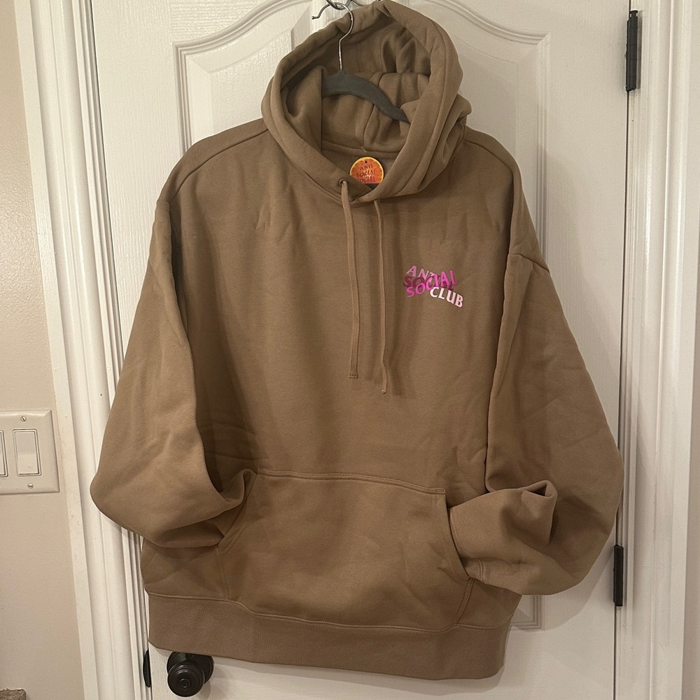 Anti Social Social Club Hoodie with Pink Logo - Size Large